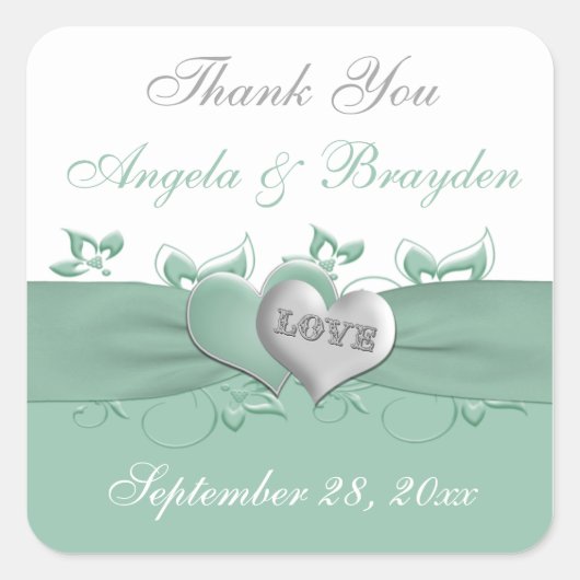 Aufkleber für die Gastgeschenk Hochzeit "Minze", " (Vorderseite)