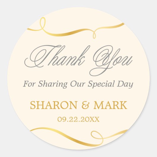 Aufkleber für die Gastgeschenk Hochzeit mit Goldra (Vorderseite)