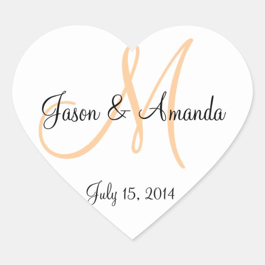 Aufkleber für die Gastgeschenk Hochzeit mit Monogr (Vorderseite)