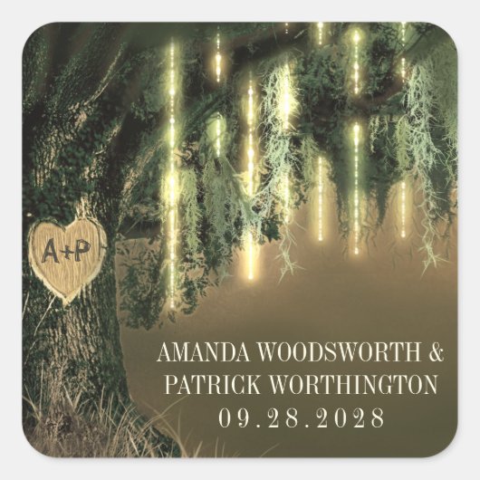 Aufkleber für die Gastgeschenk Hochzeit von Eichen (Vorderseite)