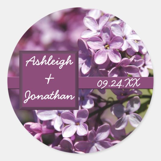 Aufkleber für die Gastgeschenk Hochzeit von Lilac- (Vorderseite)