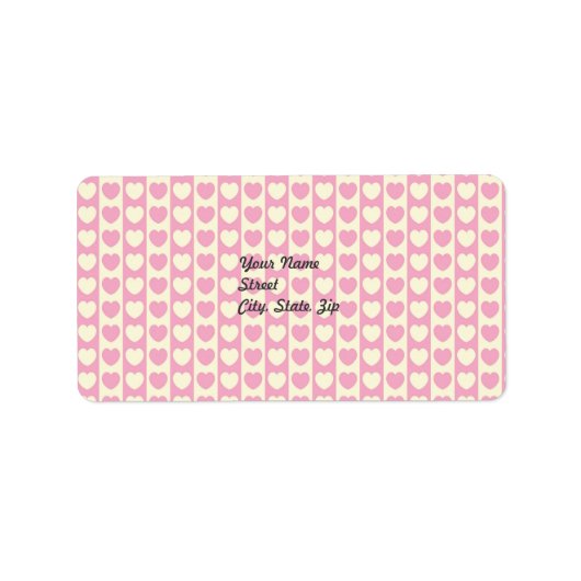 Aufkleber für die Hintergrundadresse des rosa Herz Adressaufkleber (Vorne)