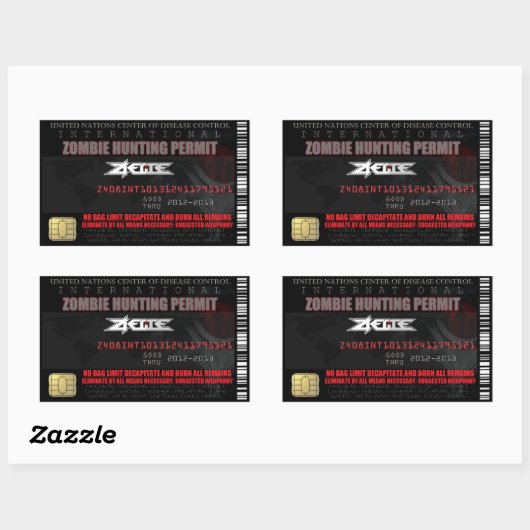 Aufkleber für die Jagderlaubnis für Zombie (Blatt)