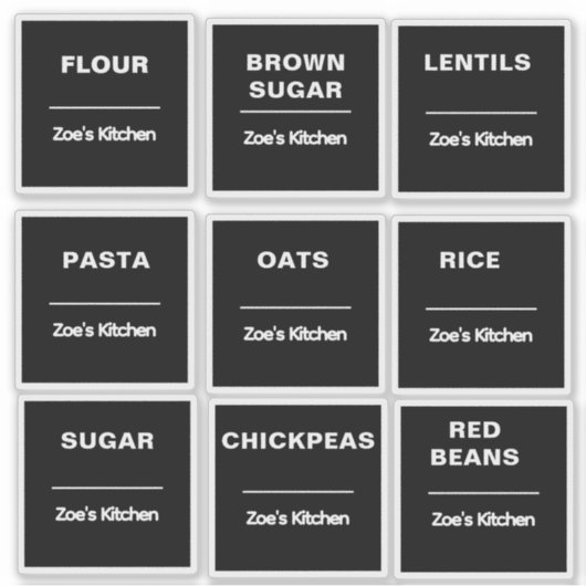 Aufkleber für die Küchenorganisation | Etikett für (Vorderseite)
