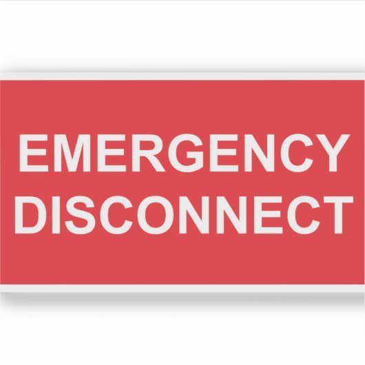 Aufkleber für die Notabschaltung (Vorderseite)