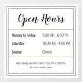 Aufkleber für die Öffnungszeiten: Passen Sie Ihren (Blatt)