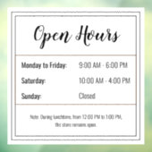 Aufkleber für die Öffnungszeiten: Passen Sie Ihren (Blatt 3)