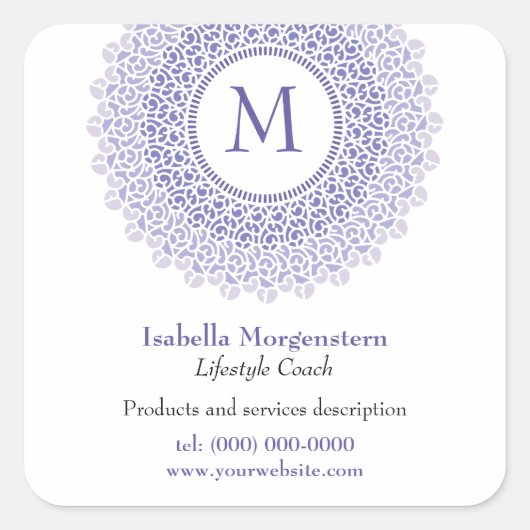 Aufkleber für die ornamentale Monogrammwerbung (Vorderseite)