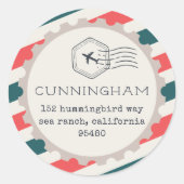 Aufkleber für die Rücksendeadresse von Luftpost (Vorderseite)