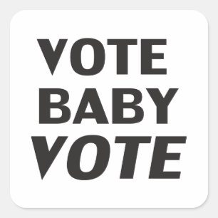 Aufkleber für die schwarz-weiße Runde "vote baby v
