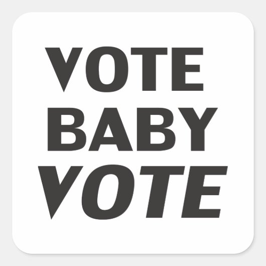 Aufkleber für die schwarz-weiße Runde "vote baby v (Vorderseite)