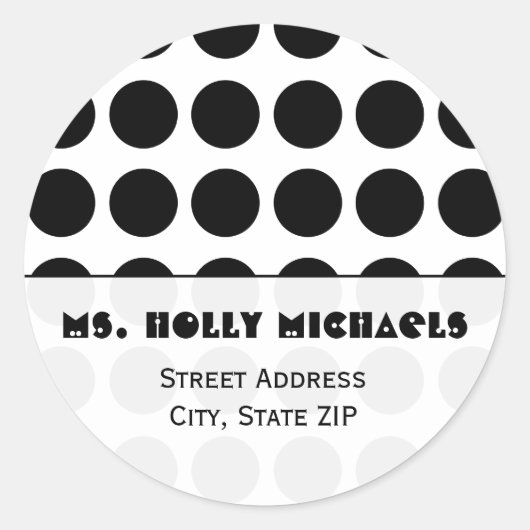 Aufkleber für die Schwarze Polka-Dot-Adresse (Vorderseite)