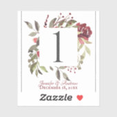 Aufkleber für die Tischnummer der Rose (Blatt)