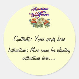 Aufkleber für die Verpackung von Saatgut der ameri