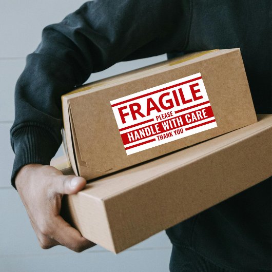 Aufkleber für die Warnmeldung "Fragile Label Red W
