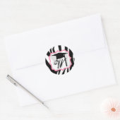 Aufkleber für die Zebra-und rosafarbene Monogramm- (Umschlag)