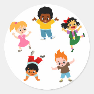 Aufkleber für fünf Kinder Cartoon