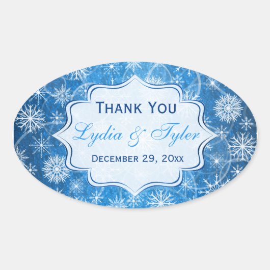 Aufkleber für Gastgeschenk Hochzeit mit blauen und (Vorderseite)