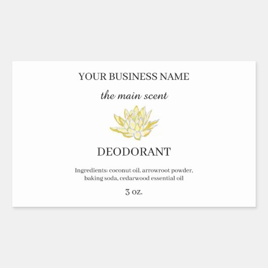 Aufkleber für gelbe Lotus-Deodorant (Vorderseite)