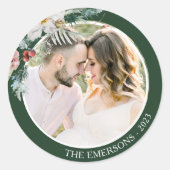 Aufkleber für grünes Weihnachtsbotanisches Foto (Vorderseite)