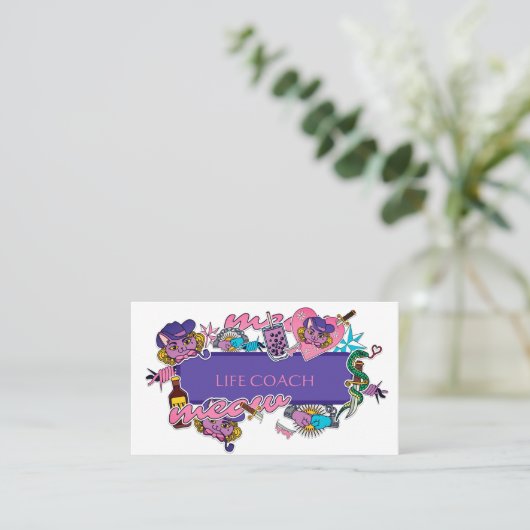 Aufkleber für heiß-rosa und blaue Lebensfähigkeite Visitenkarte (Stehend Vorderseite)