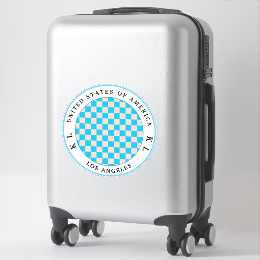 Aufkleber für hellblaue und beige Checkerboard-Url (Koffer)