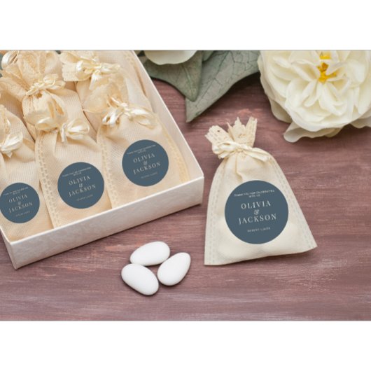 Aufkleber für Hochzeitskekse Beutel dunkelblau