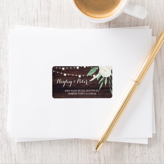 Aufkleber für Holzadressen, weiße Blume Hochzeiten Adressaufkleber (Insitu)