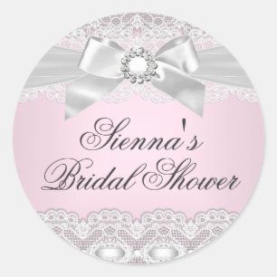 Aufkleber für hübsche Spitzen- und Bow-Rosa-Brautp