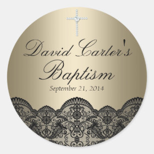 Aufkleber für hübsche Spitzen- und Cross-Gold-Tauf