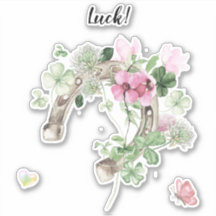 Aufkleber für Hufeisen und Blume