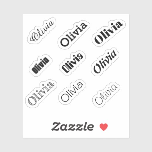 Aufkleber für individuelle Name, schwarze oder wei (Blatt)