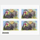 Aufkleber für Katzen, Kardinäle und Rose (Blatt)