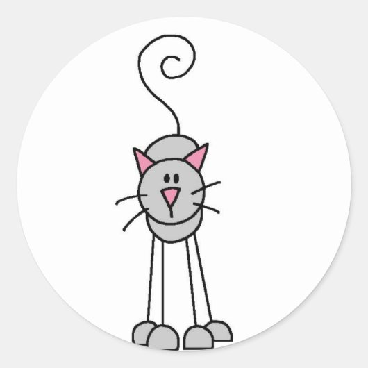 Aufkleber für Katzen Strichmännchen (Vorderseite)