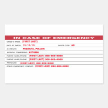 Aufkleber für Kindernotfallinformationen