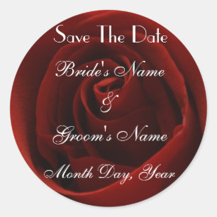Aufkleber für klassische Rote Rose Save the Date