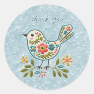 Aufkleber für kleine Bird Floral Green Blätter