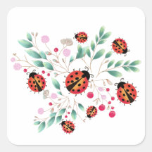 Aufkleber für Ladyvögel und Beeren/Etikett