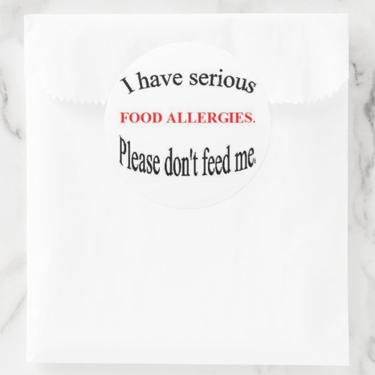 Aufkleber für Lebensmittelallergien (Tasche)
