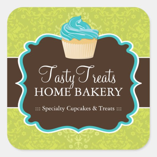 Aufkleber für Limone und türkisfarbene Bäckerei (Vorderseite)