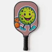 Aufkleber für Minimalistische Cartoon mit Happy f Pickleball Schläger (Rückseite)