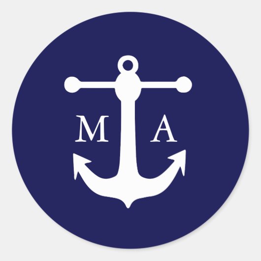 Aufkleber für Nautische Navy-Monogramm (Vorderseite)