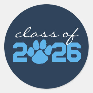 Aufkleber für Navy & Light Blue Pawprint Abschluss