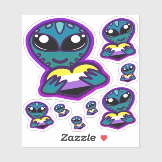 Aufkleber für nicht binäre und feste Alien (Blatt)