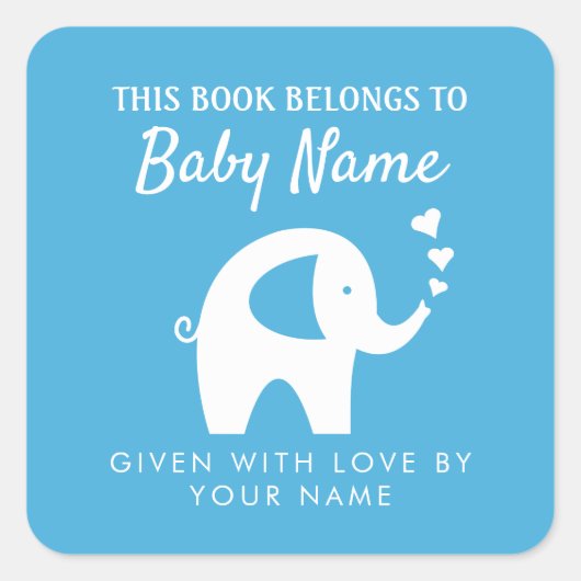 Aufkleber für niedliche Babydusche mit Buchzeichen (Vorderseite)
