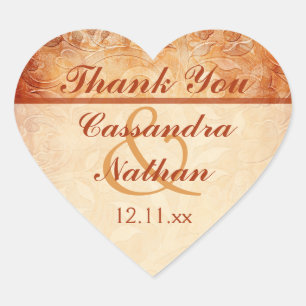 Aufkleber für orangefarbene Gastgeschenk Hochzeite