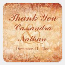 Aufkleber für orangefarbene Gastgeschenk Hochzeite