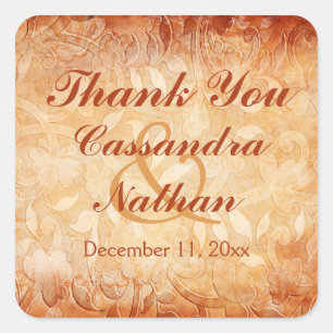 Aufkleber für orangefarbene Gastgeschenk Hochzeite