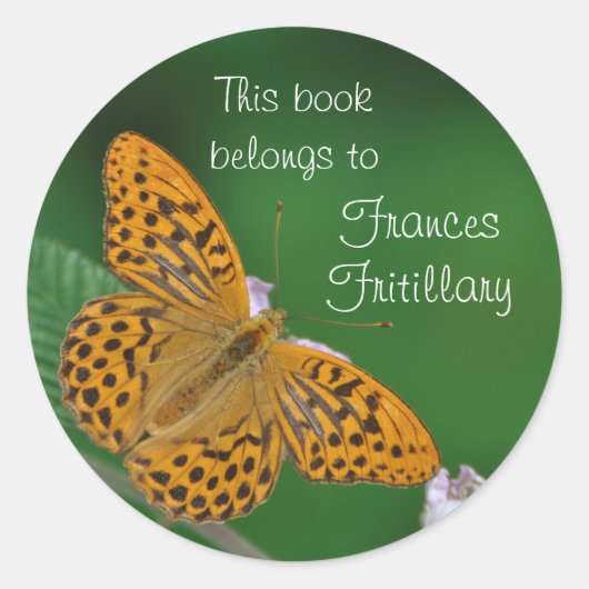 Aufkleber für Orangenschmetterling-Buchzeichen (Vorderseite)