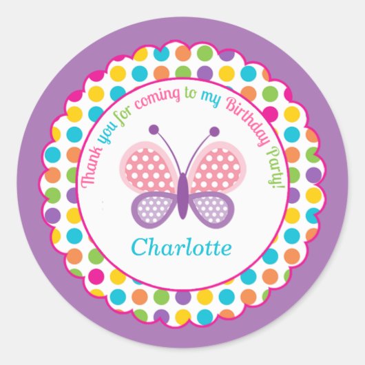 Aufkleber für Party aus personalisiertem Kindergeb (Vorderseite)